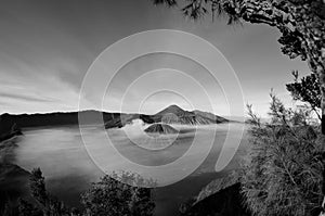 Breathtaking view of volcano at Bromo. Consisting of Active Bromo,Â  mount Batok,Â  and Mount semeru.